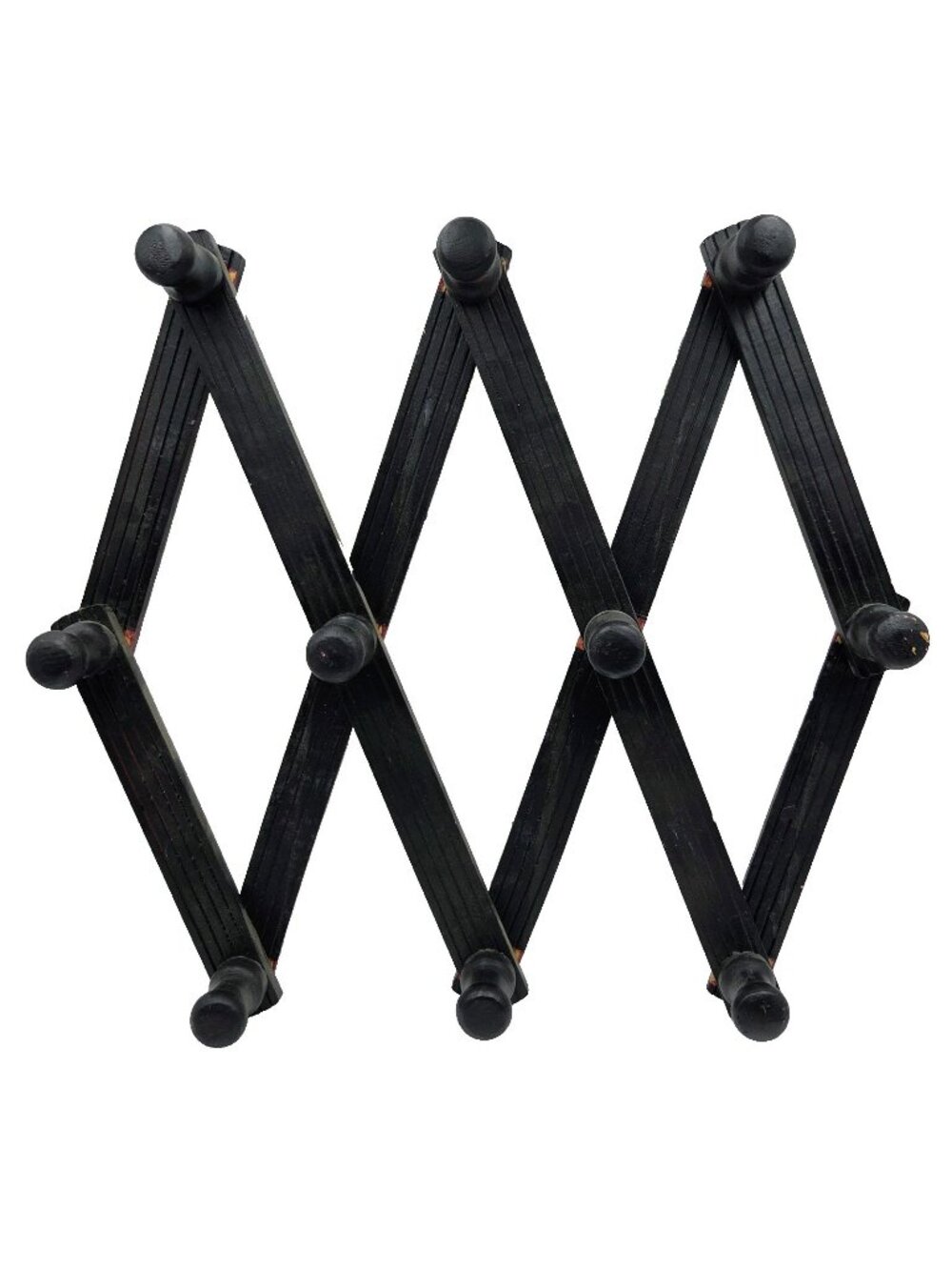 Expandable Wooden Accordion 10 Peg Wall Hanger Rack For Mugs Hats Scarves Coats